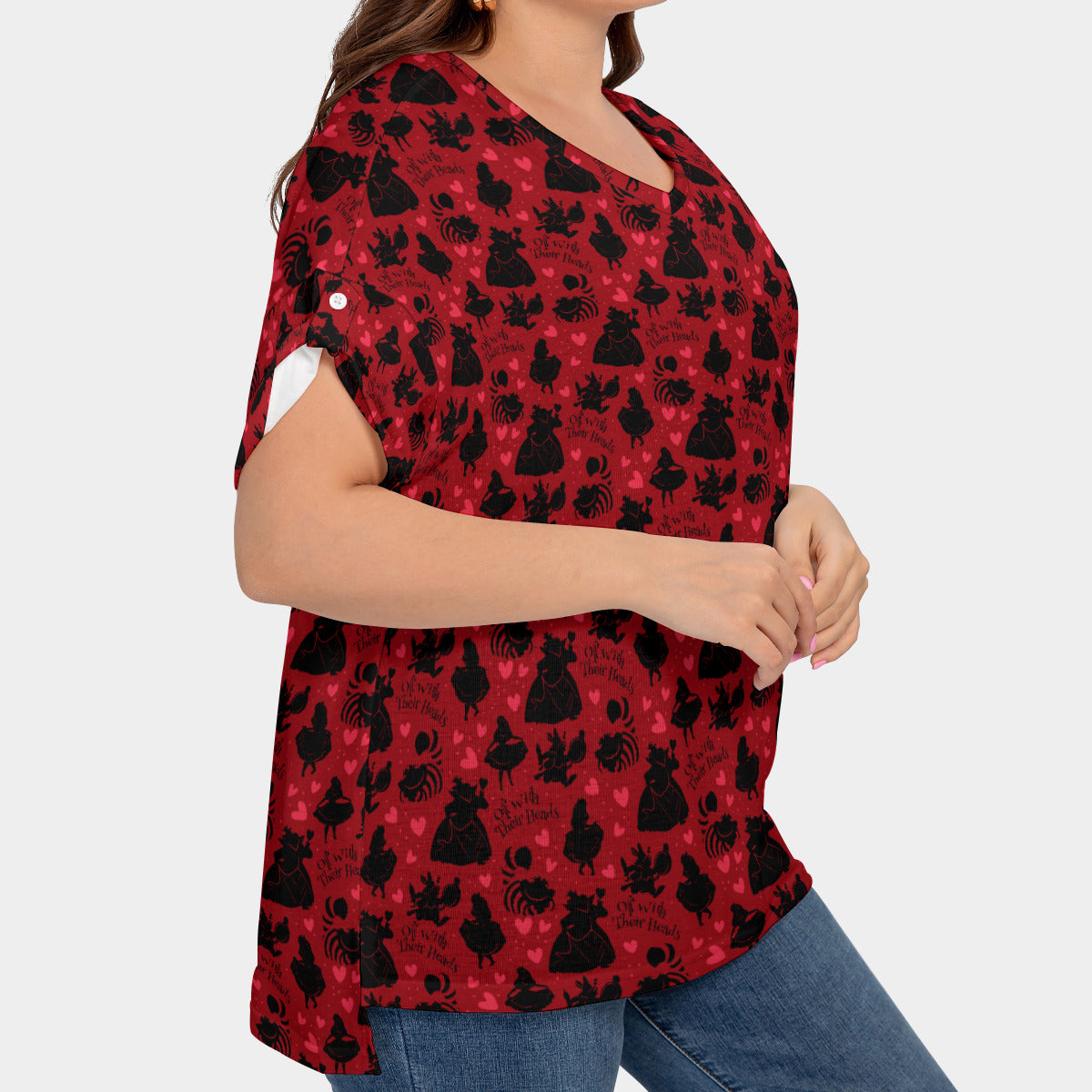 Off With Their Heads Women's Plus Size Short Sleeve T-shirt With Sleeve Loops