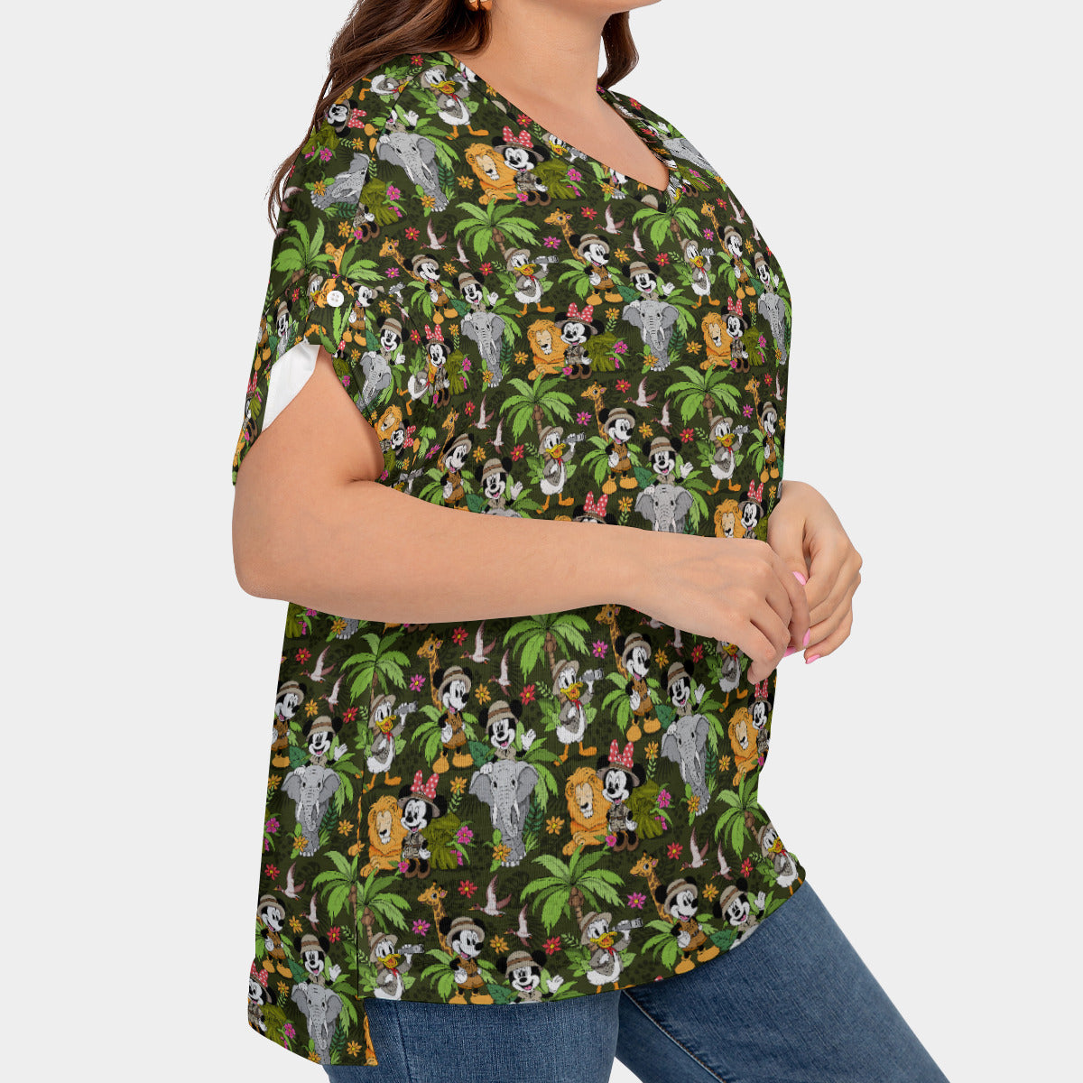 Safari Women's Plus Size Short Sleeve T-shirt With Sleeve Loops