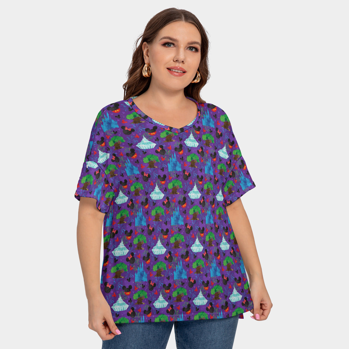 Park Hopper Fireworks Women's Plus Size Short Sleeve T-shirt With Sleeve Loops