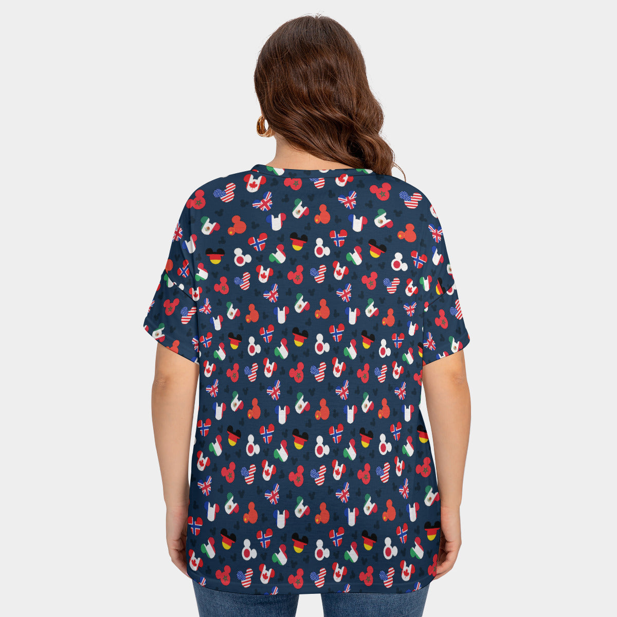 Mickey Flags Women's Plus Size Short Sleeve T-shirt With Sleeve Loops