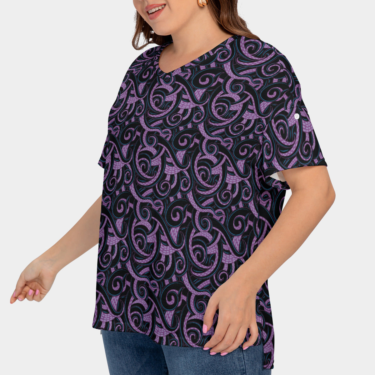 Ursula Tentacles Women's Plus Size Short Sleeve T-shirt With Sleeve Loops