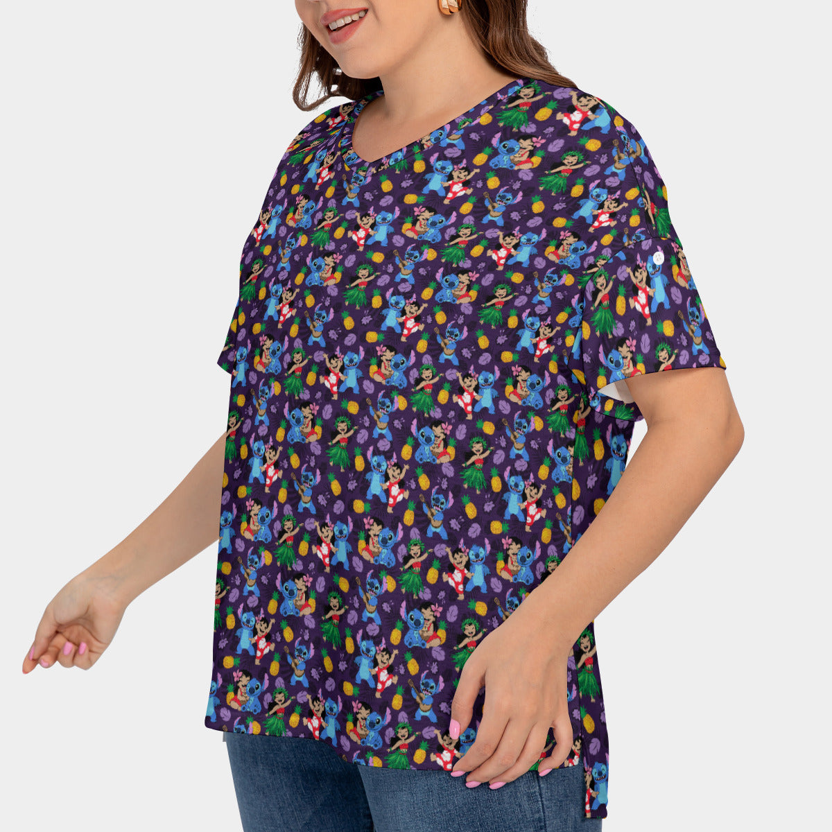 Island Friends Women's Plus Size Short Sleeve T-shirt With Sleeve Loops