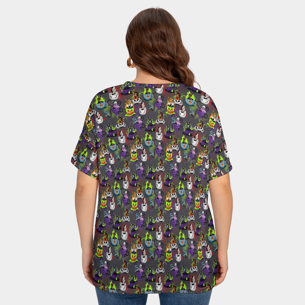 Villain Teacups Women's Plus Size Short Sleeve T-shirt With Sleeve Loops