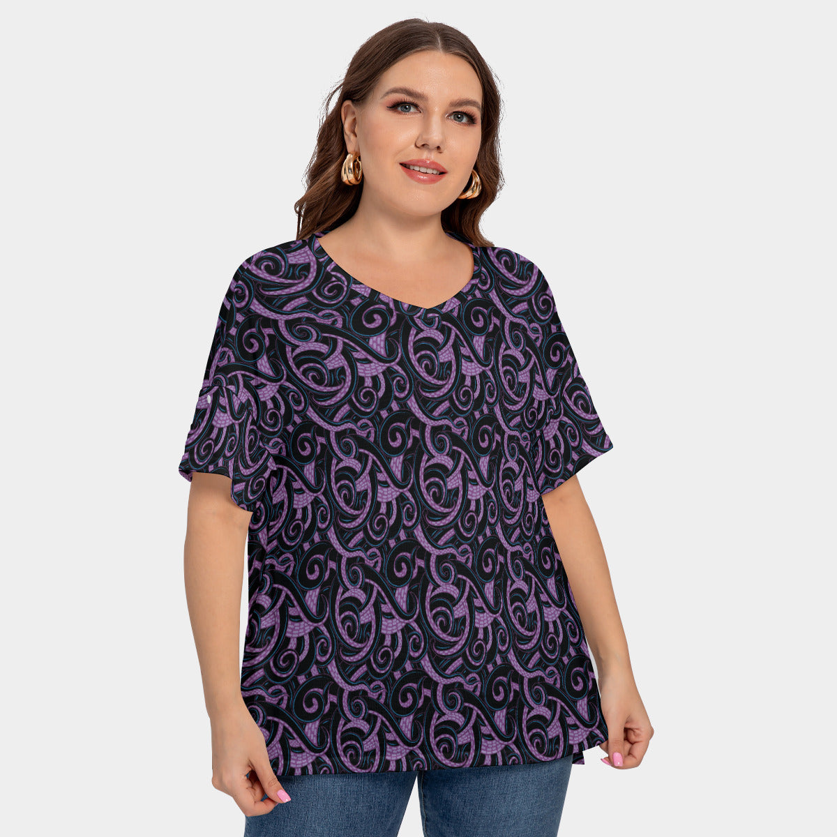 Ursula Tentacles Women's Plus Size Short Sleeve T-shirt With Sleeve Loops