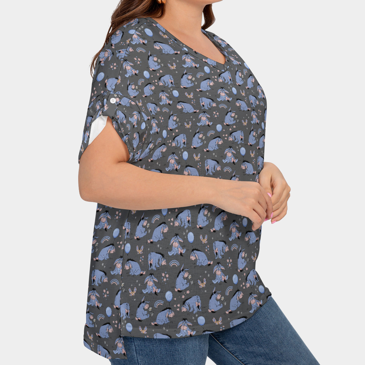 Thanks For Noticing Me Women's Plus Size Short Sleeve T-shirt With Sleeve Loops
