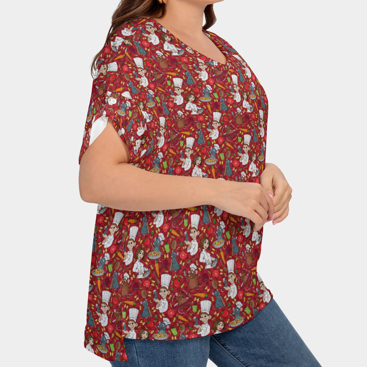 Ratatouille Women's Plus Size Short Sleeve T-shirt With Sleeve Loops