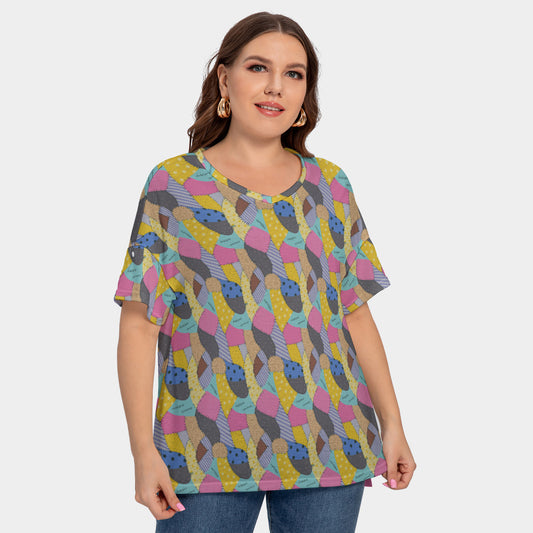 Sally's Dress Women's Plus Size Short Sleeve T-shirt With Sleeve Loops