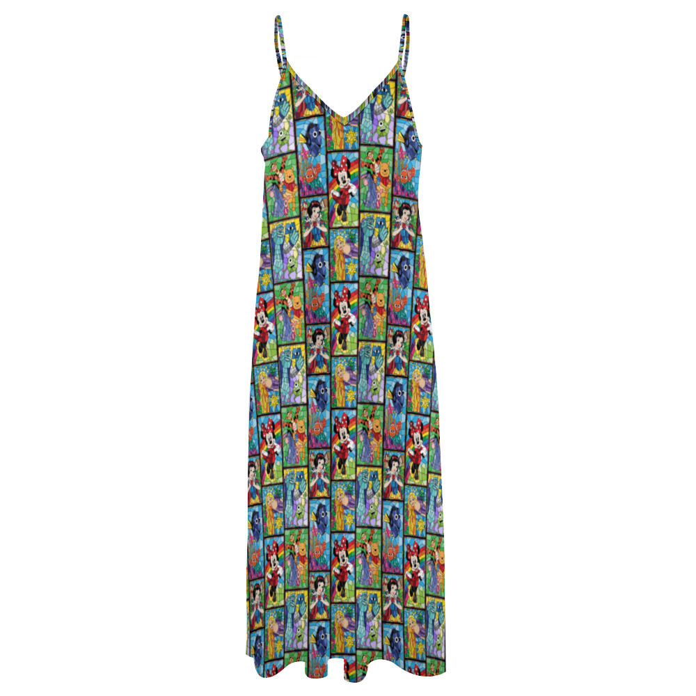 Stained Glass Characters Women's Summer Slip Long Dress