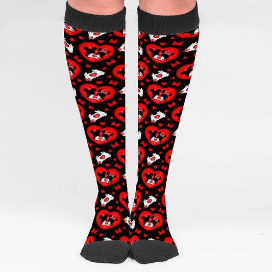 Valentine's Day Lovers Over Calf Socks