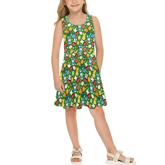 Easter Eggs Girls' Sleeveless Sundress
