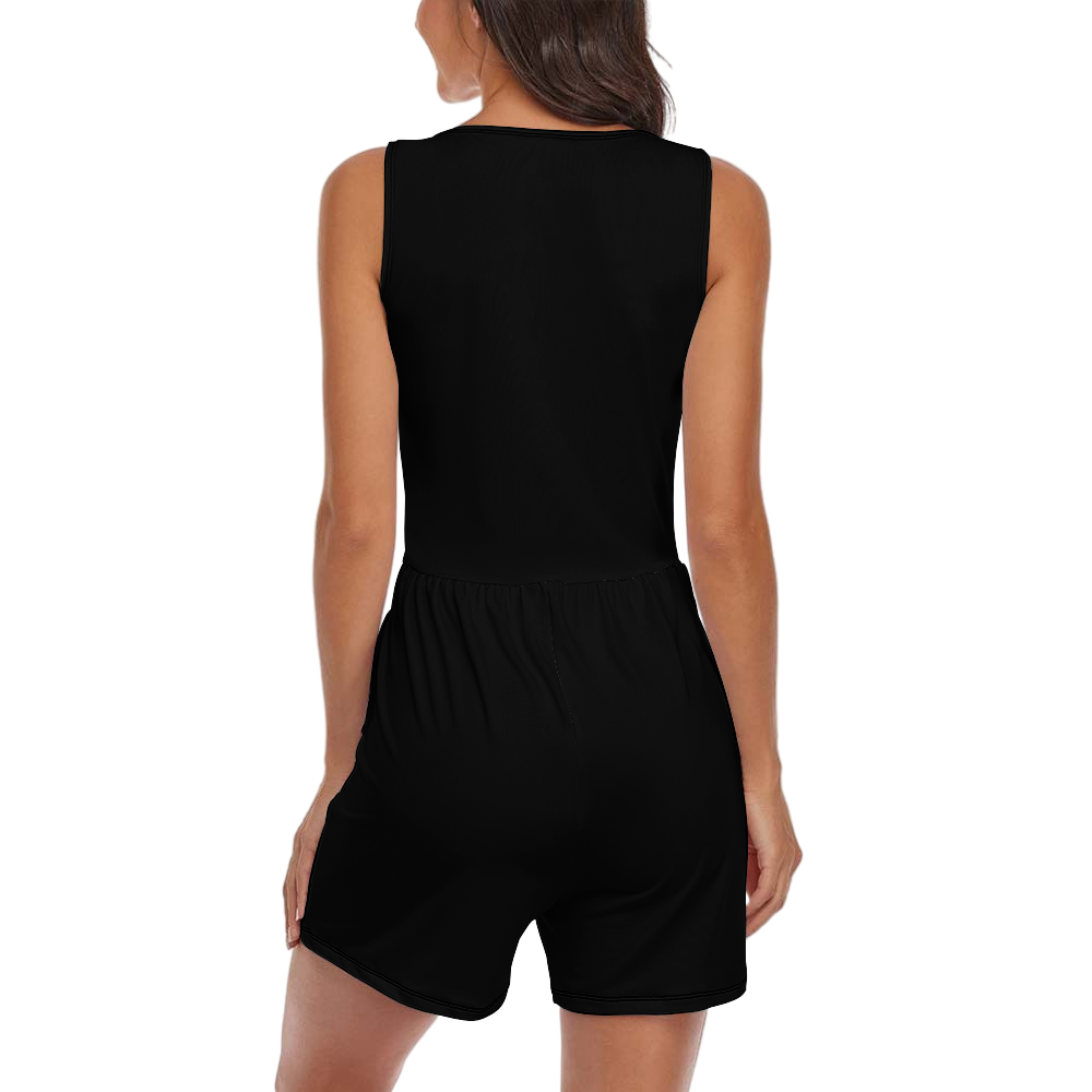 Black Women's Sleeveless Jumpsuit Romper With Pockets