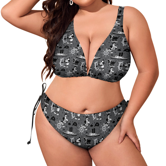 Steamboat Mickey Plus Size Women's Two Piece Bikini