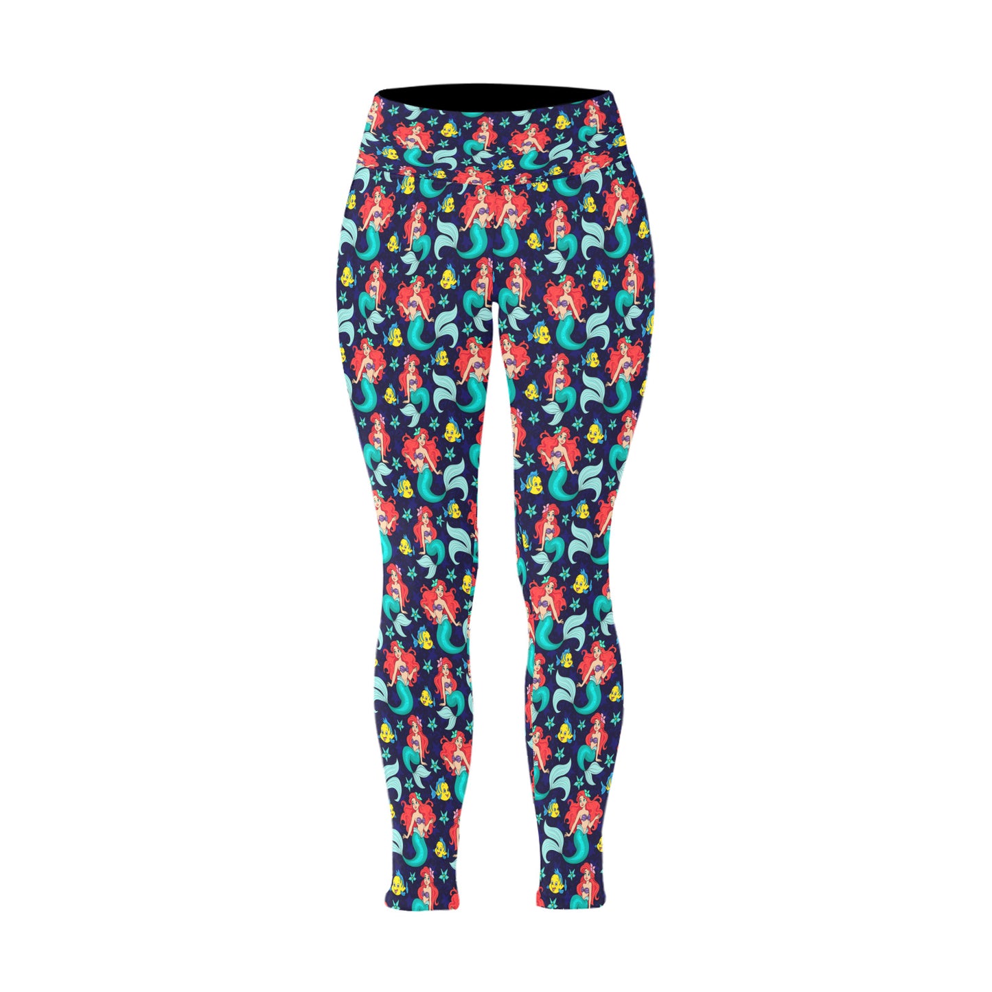 Disney Little Mermaid I Want To Be Where The People Are Women's Plus Size Athletic Leggings