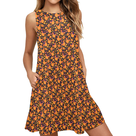 Pumpkins And Candy Sleeveless A-Line Pocket Dress