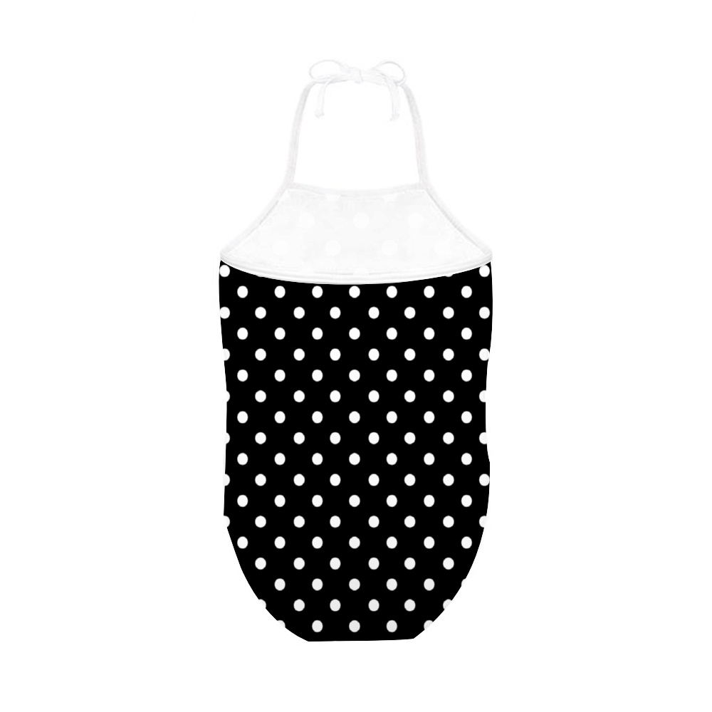 Black With White Polka Dots Girl's Halter One Piece Swimsuit