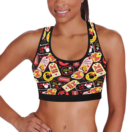 Minnie Tags Women's Athletic Sports Bra