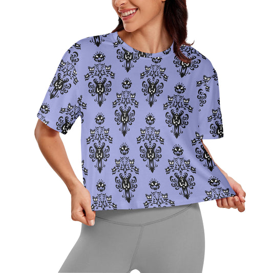 Haunted Mansion Wallpaper Women's Cropped T-shirt