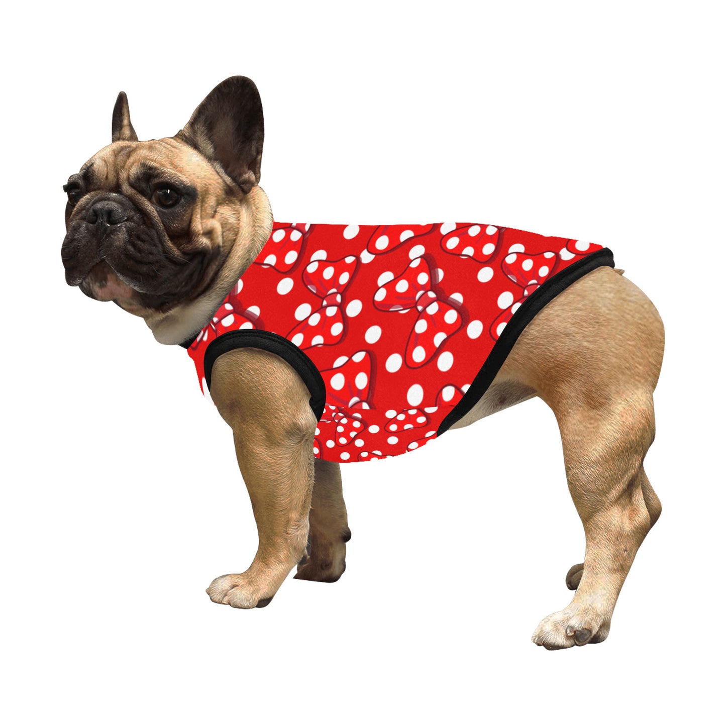 Red With White Polka Dot And Bows Pet Tank Top