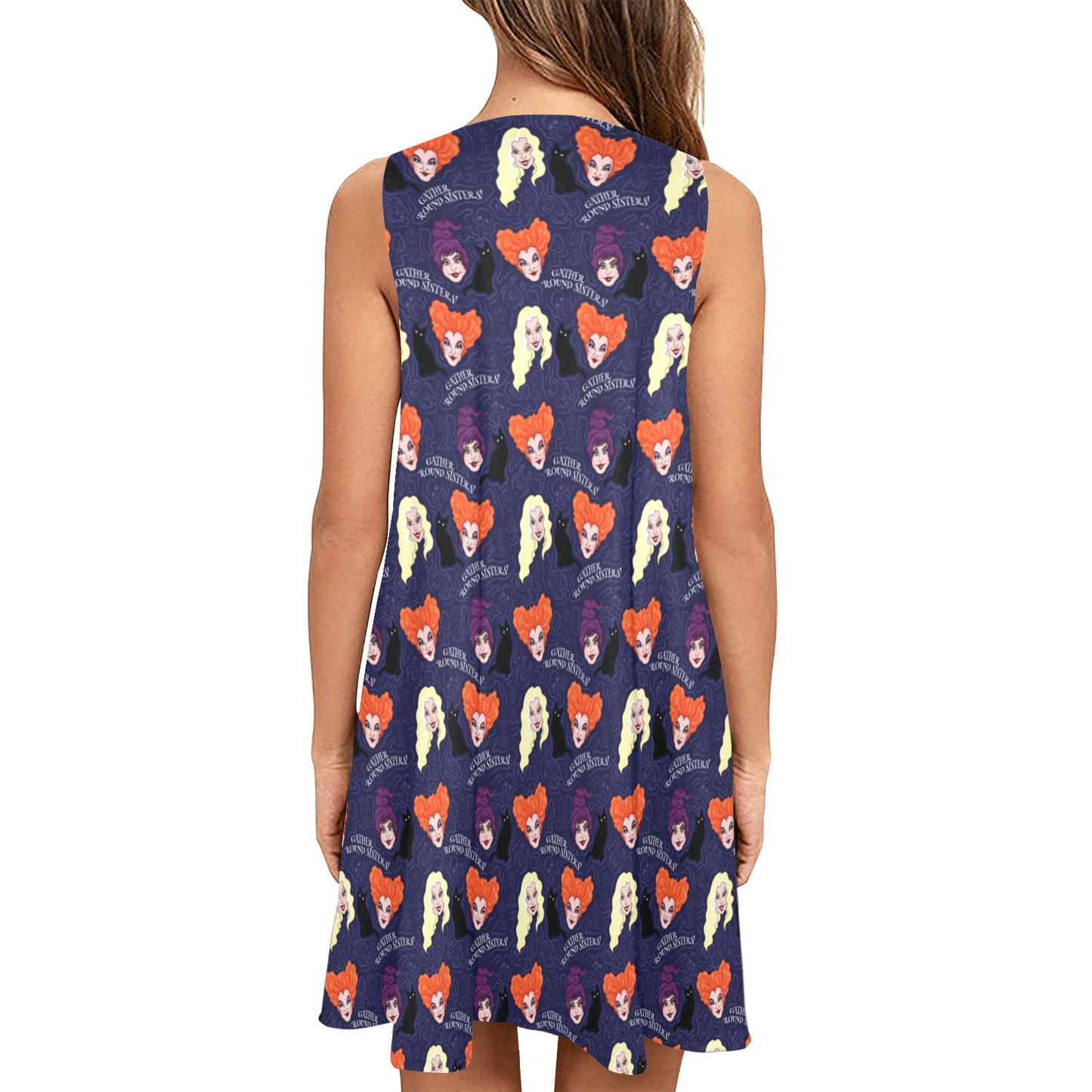 Disney Hocus Pocus Gather Round Sisters Sleeveless A-Line Pocket Dress