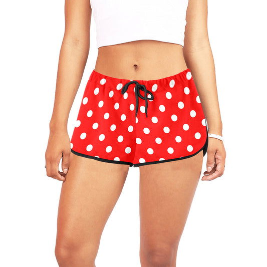 Red With White Polka Dots Women's Relaxed Shorts