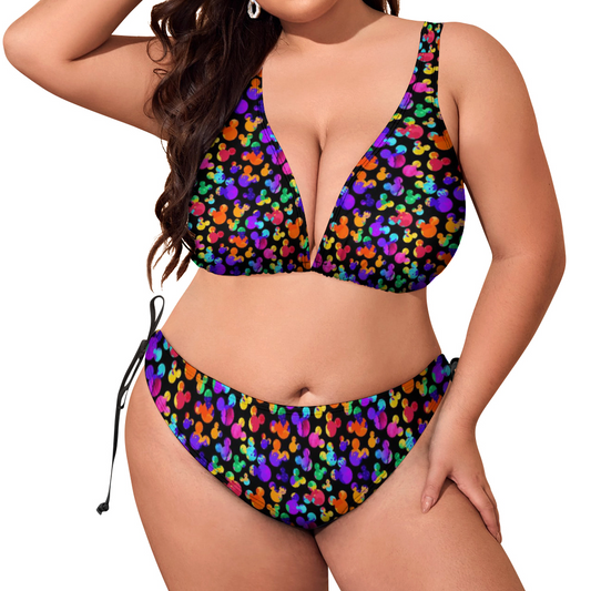 Watercolor Plus Size Women's Two Piece Bikini