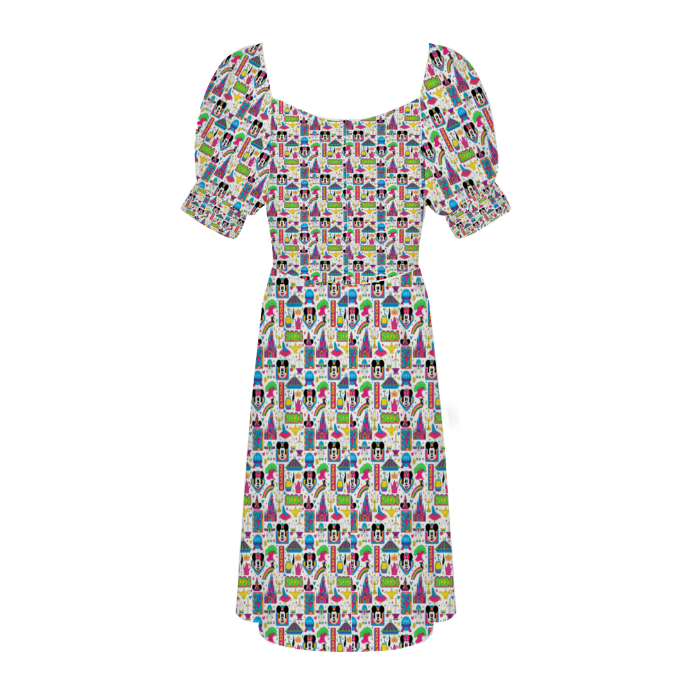 Disney 2024 Women's Short Sleeve V-neck Knee-Length Dress