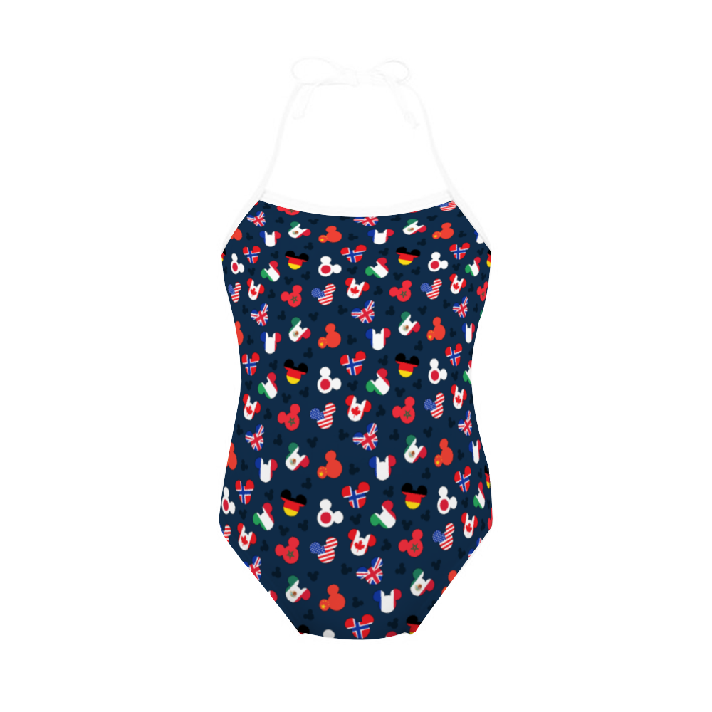 Mickey Flags Girl's Halter One Piece Swimsuit