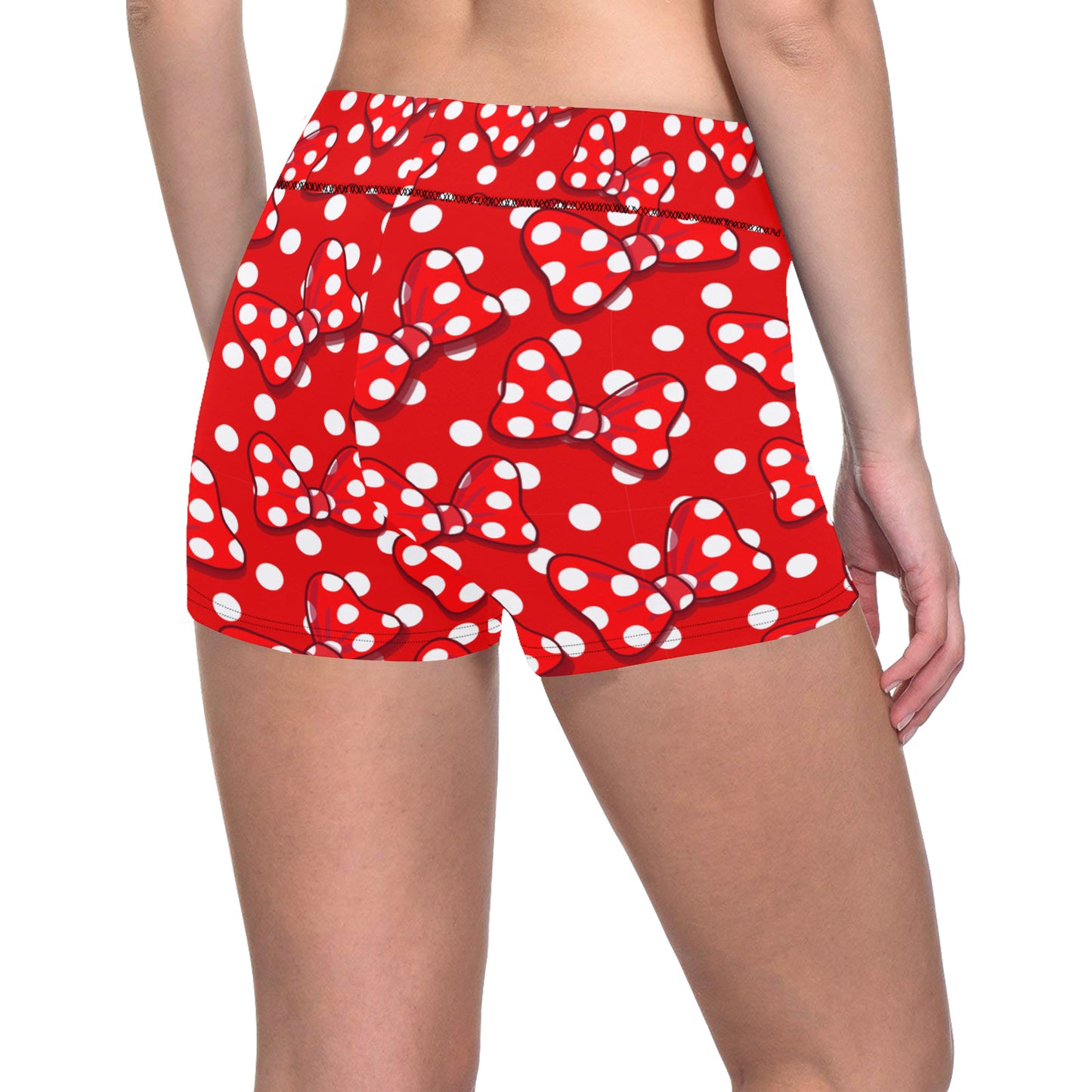 Polka Dots With Red Bows Women's Short Leggings