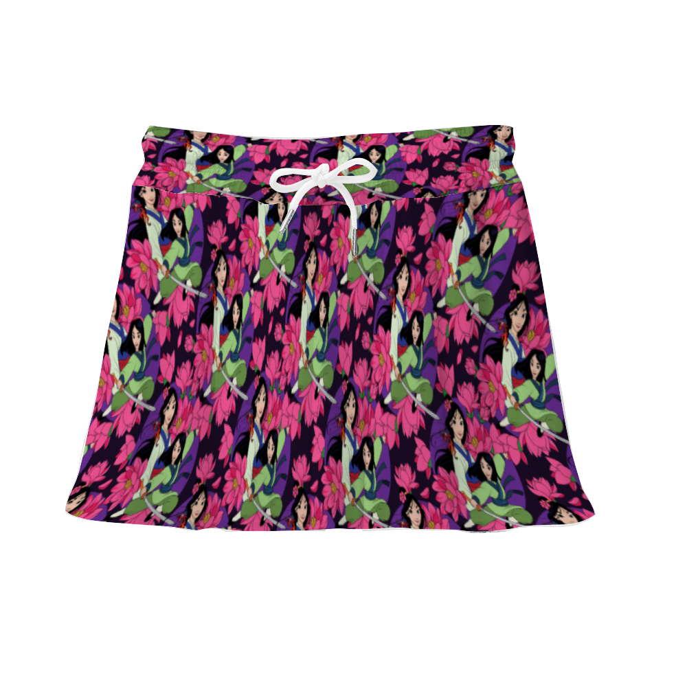 Blooming Flowers Athletic Skirt With Built In Shorts