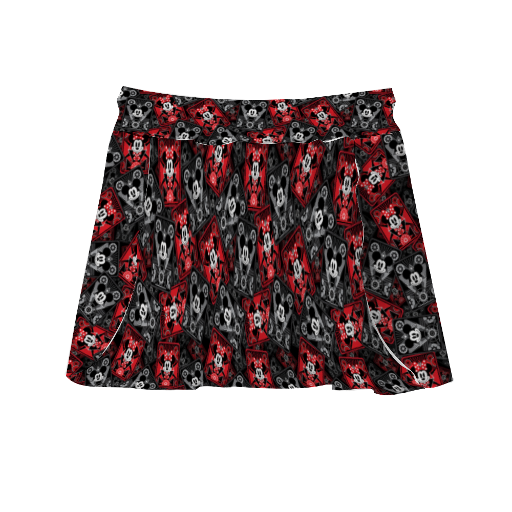 Steamboat Mickey And Minnie Cards Athletic Skirt With Built In Shorts