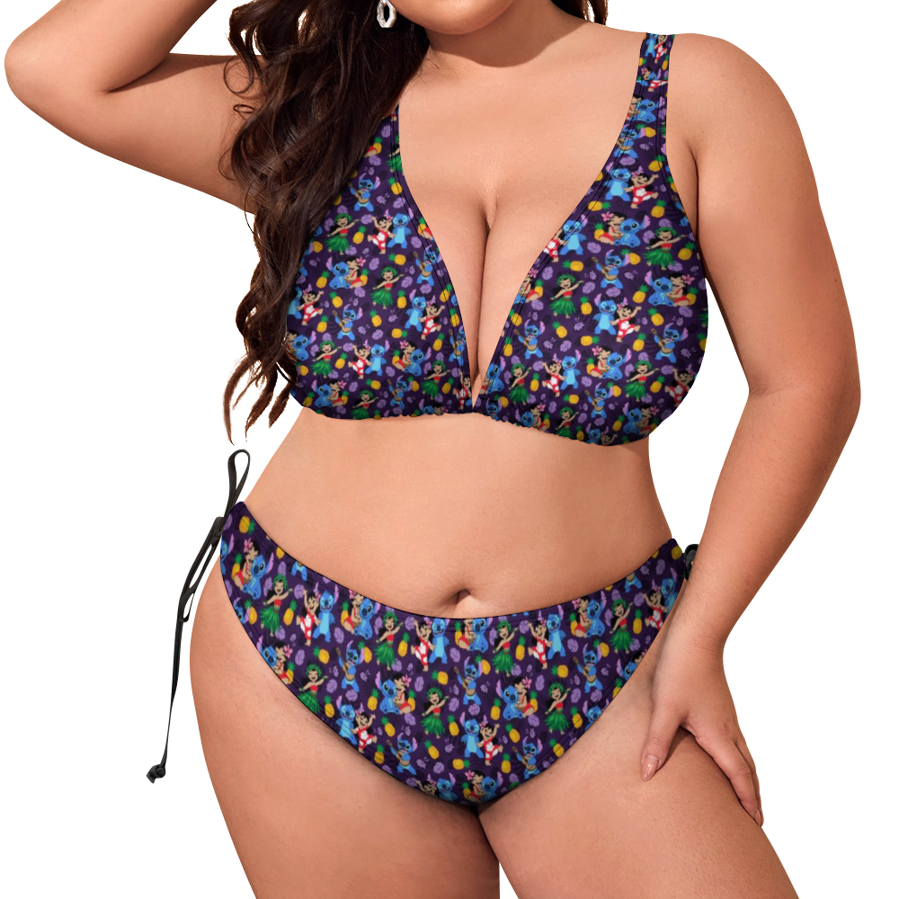 Disney Lilo And Stitch Island Friends Plus Size Women's Two Piece Bikini