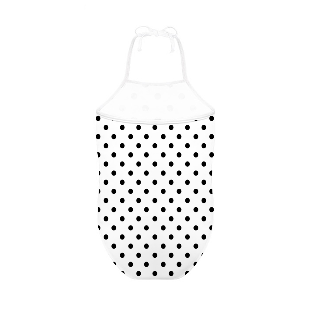 White With Black Polka Dots Girl's Halter One Piece Swimsuit