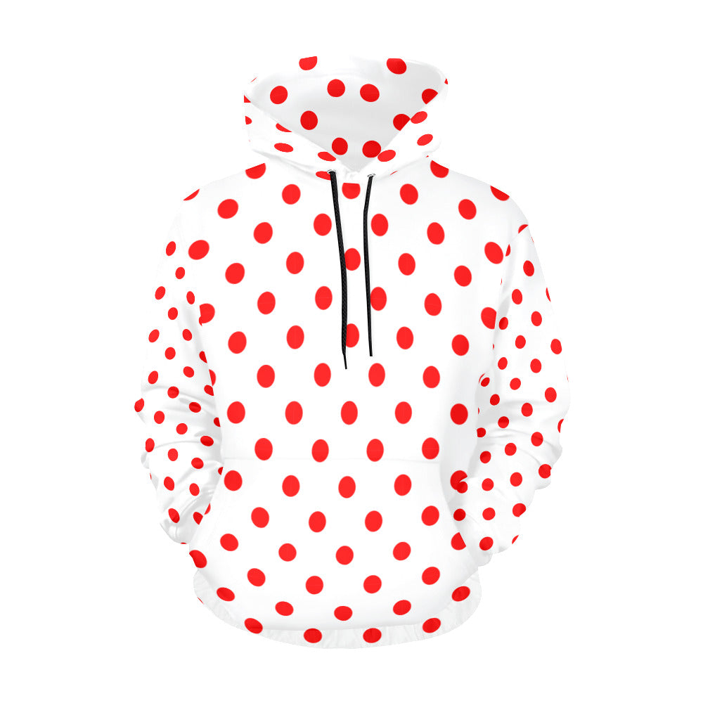 White With Red Polka Dots Hoodie for Women