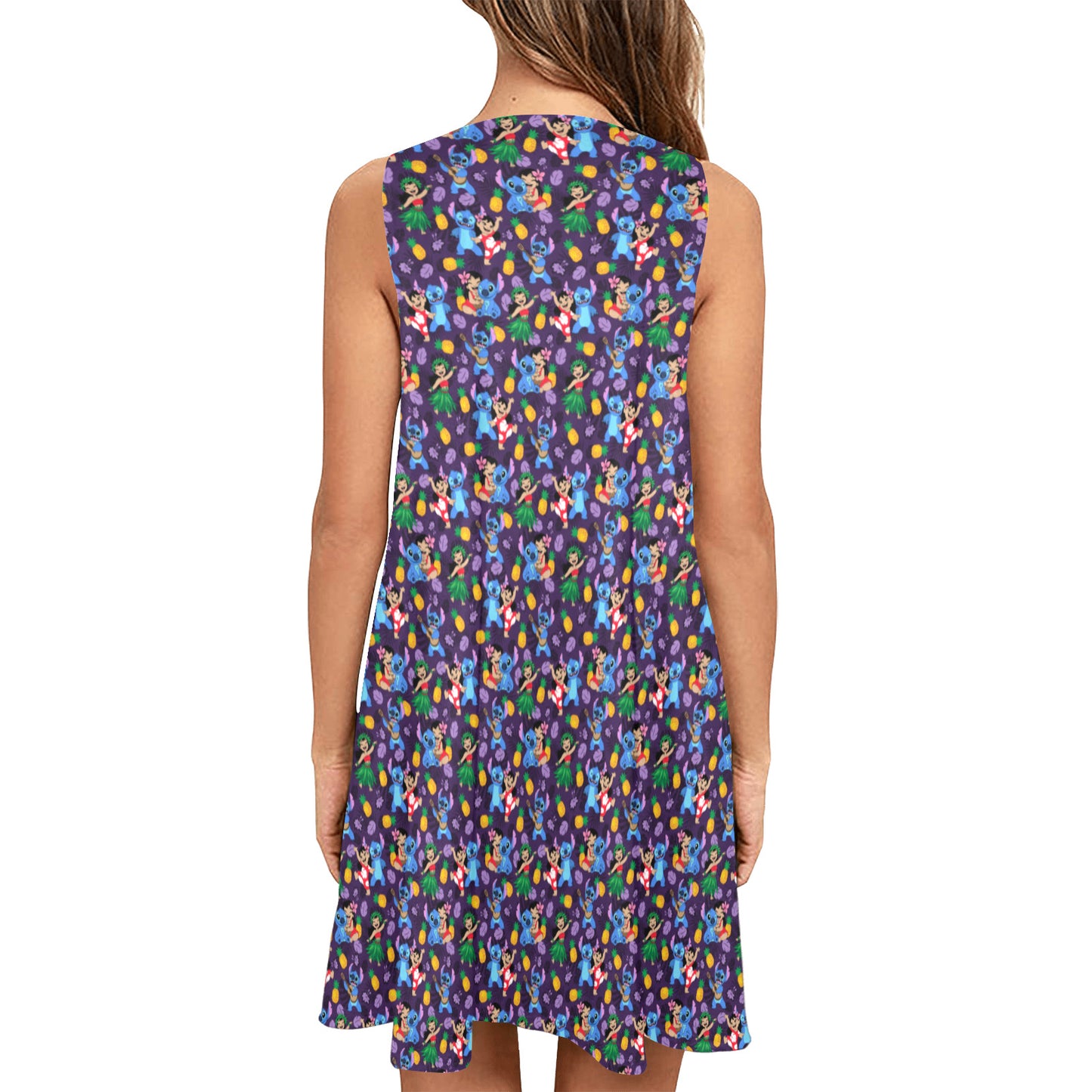 Disney Lilo And Stitch Island Friends Sleeveless A-Line Pocket Dress