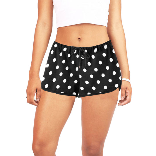 Black With White Polka Dots Women's Relaxed Shorts