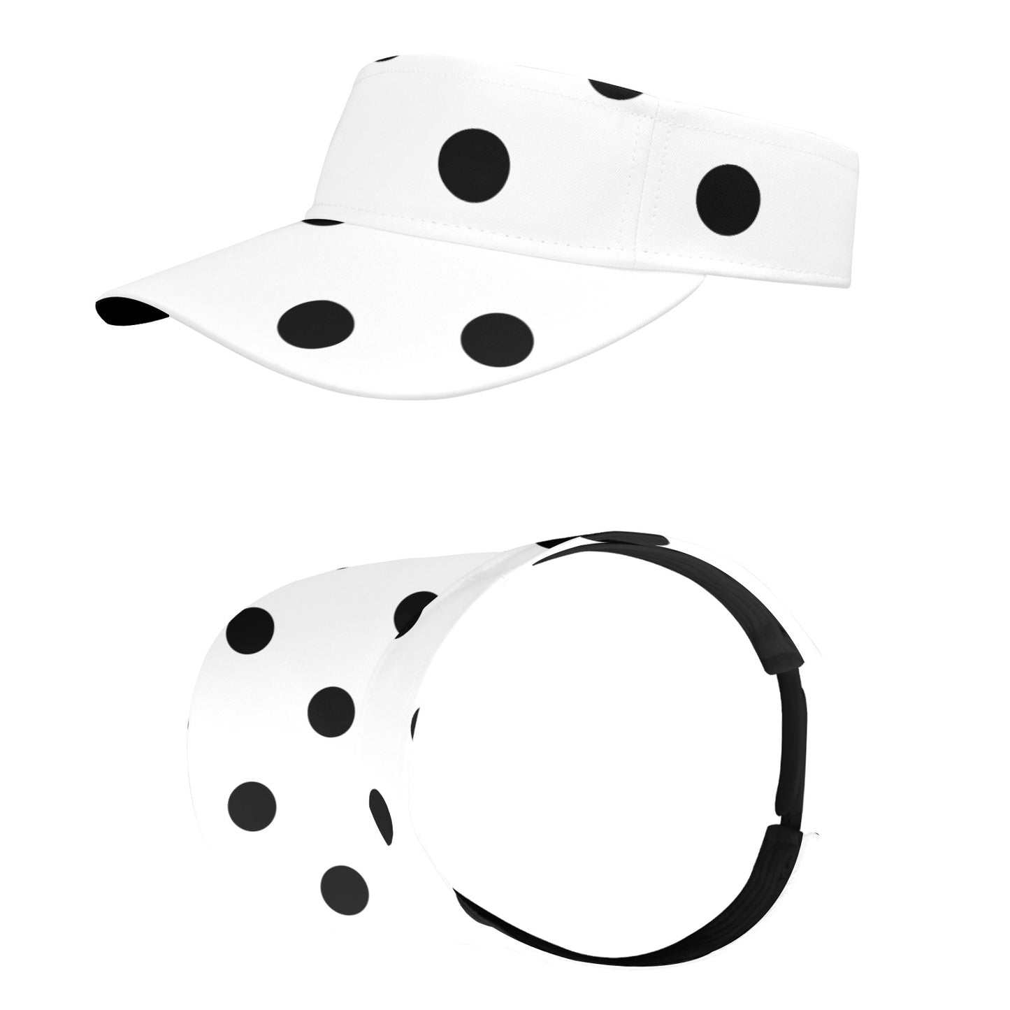 White With Black Polka Dots Athletic Visor