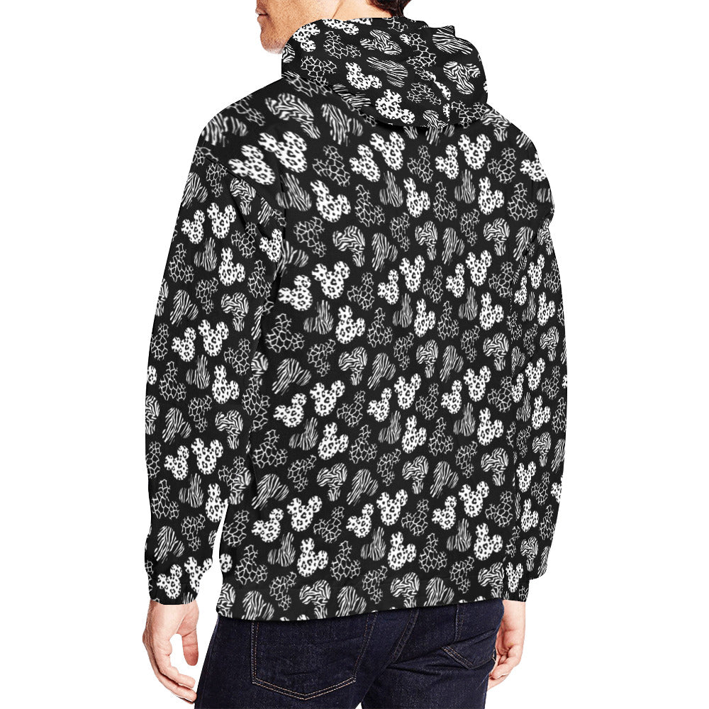 Black And White Animal Prints Hoodie for Men