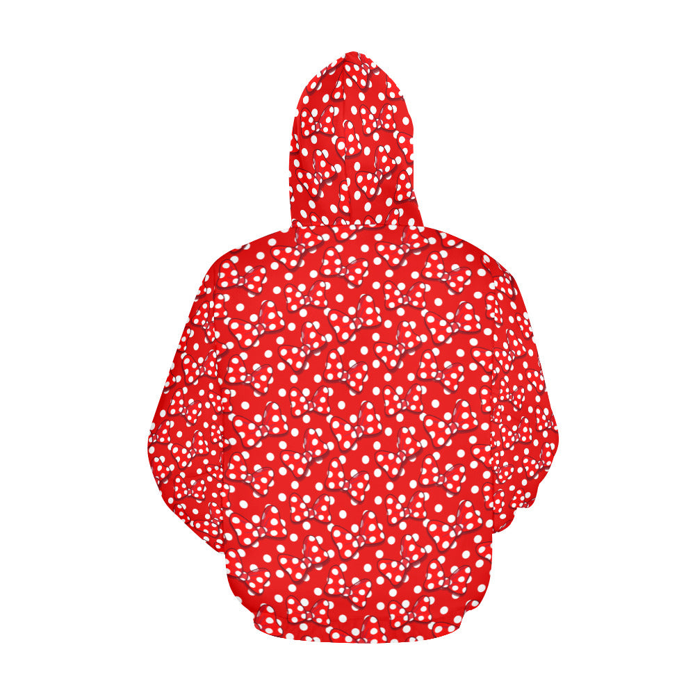 Red With White Polka Dot And Bows Hoodie for Women