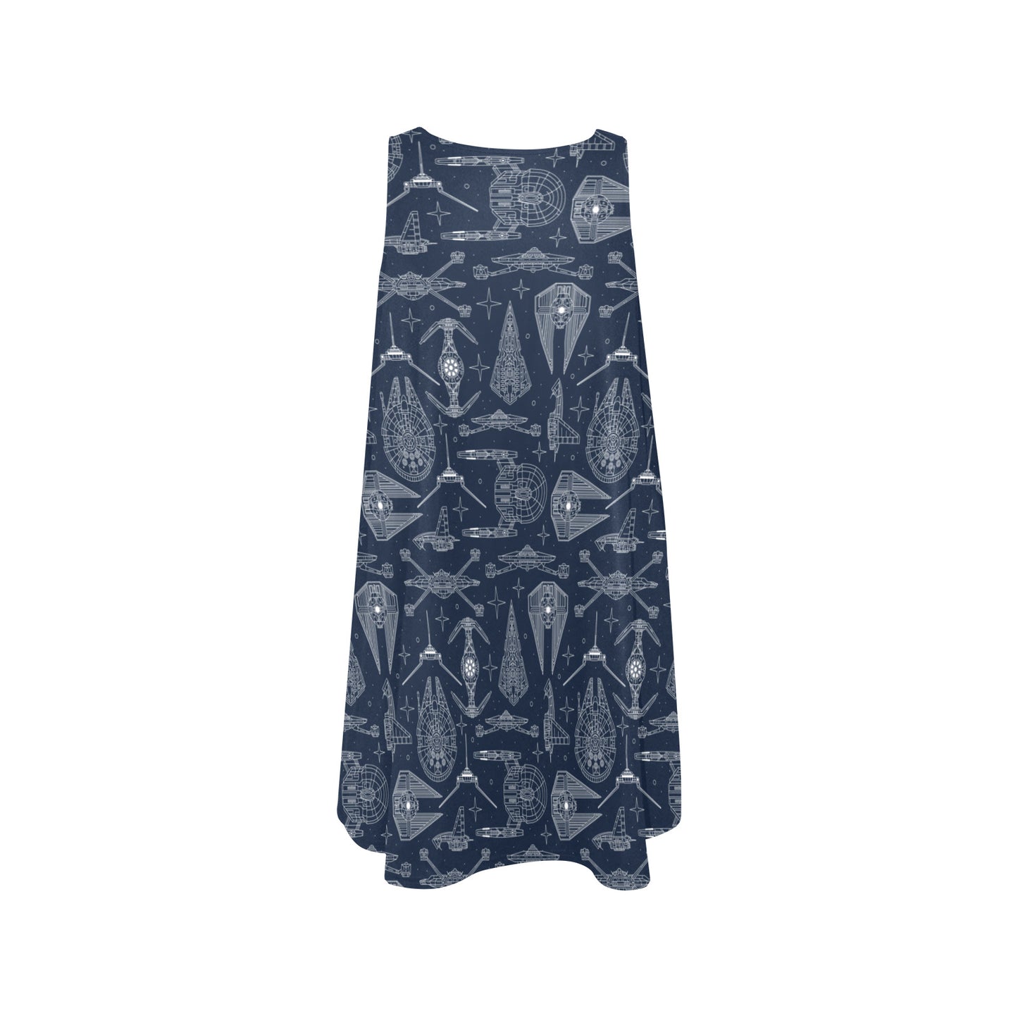 Galactic Blue Prints Sleeveless A-Line Pocket Dress