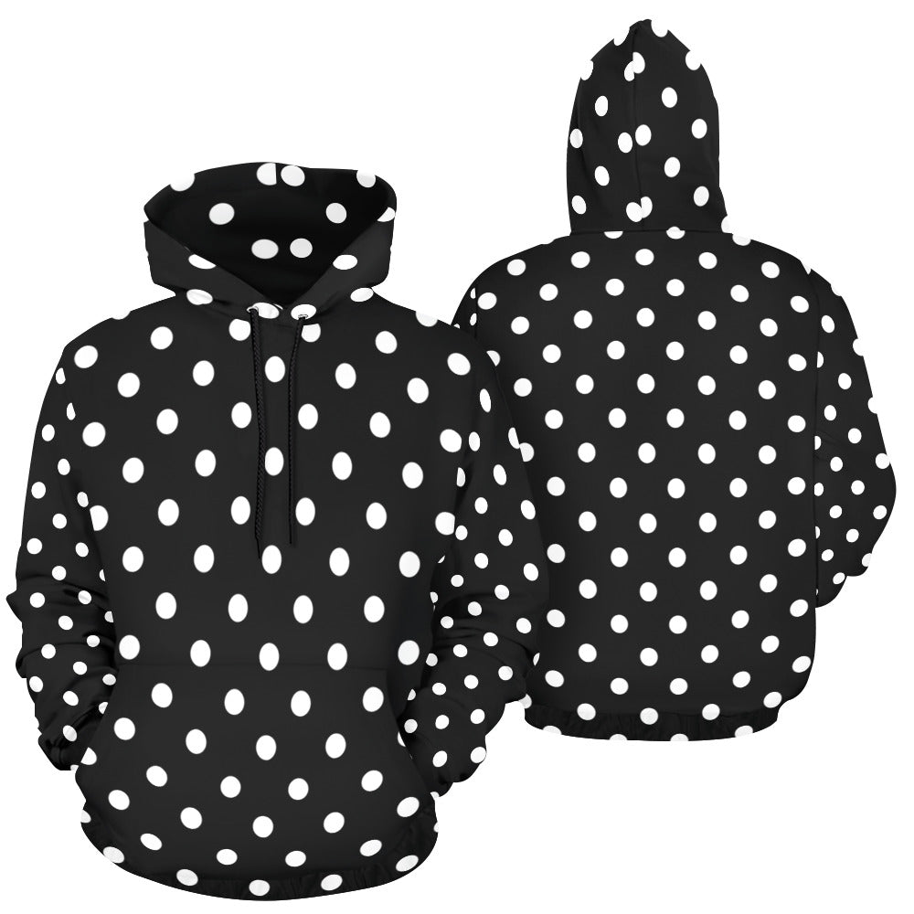 Black With White Polka Dots Hoodie for Women