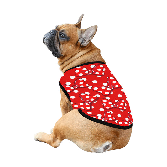 Red With White Polka Dot And Bows Pet Tank Top