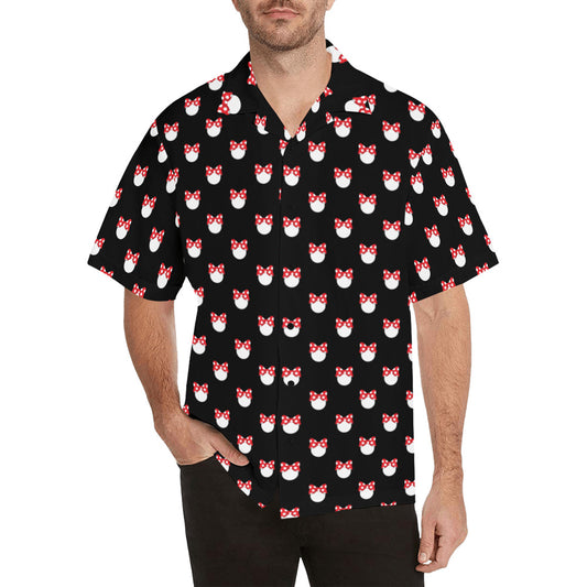 White Polka Dot Red Bow Hawaiian Shirt