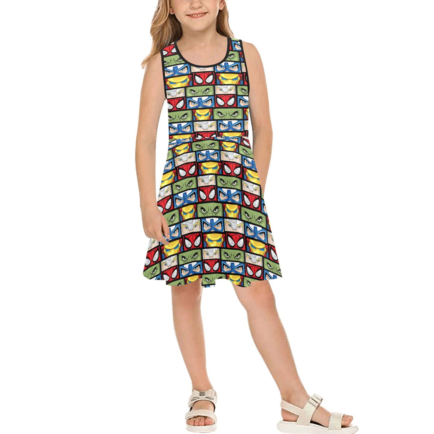 Super Heroes Eyes Girls' Sleeveless Sundress
