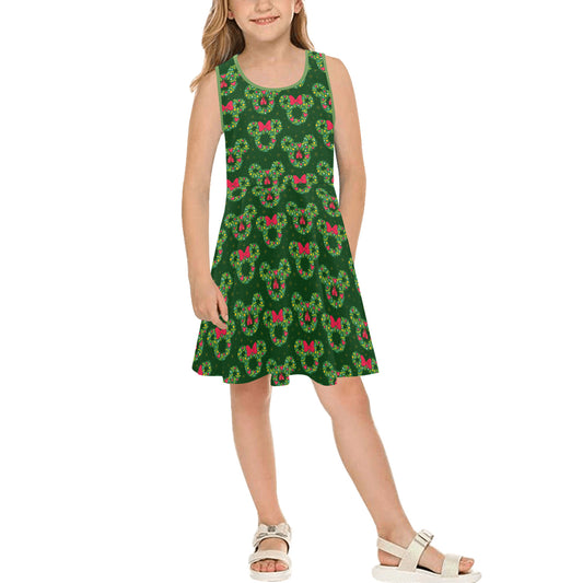 Christmas Wreaths Girls' Sleeveless Sundress