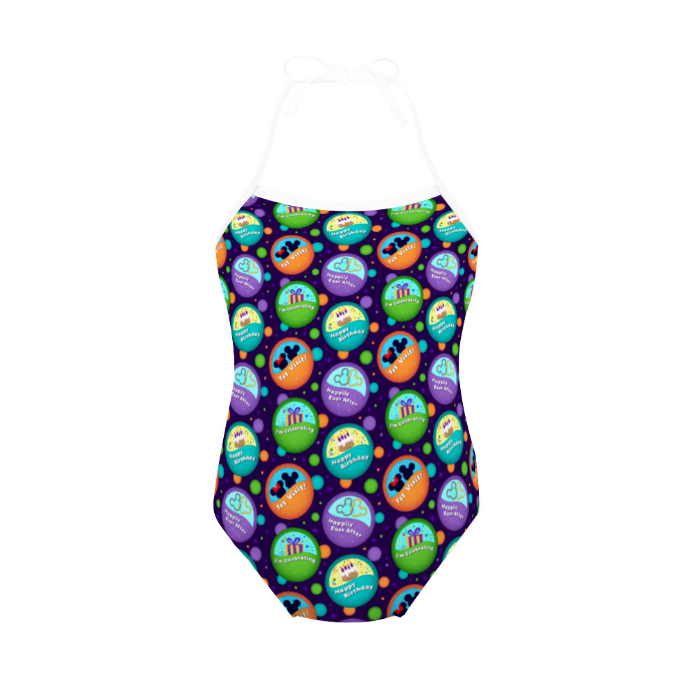 Button Collector Girl's Halter One Piece Swimsuit