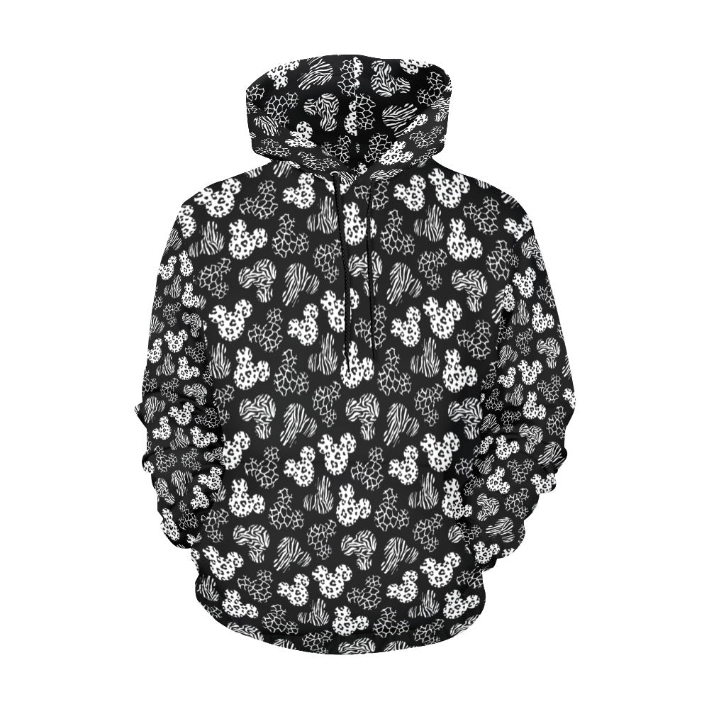 Black And White Animal Prints Hoodie for Women