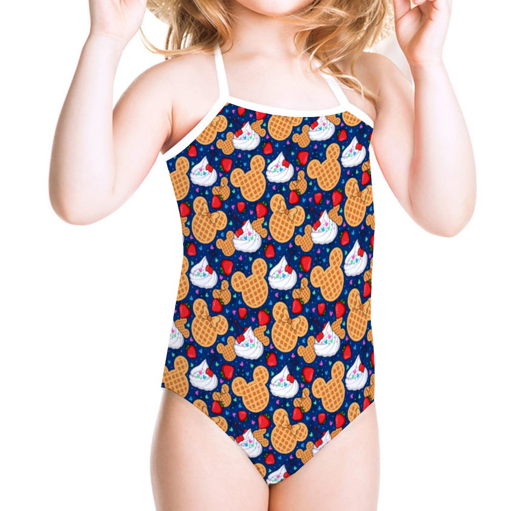 Waffles Girl's Halter One Piece Swimsuit