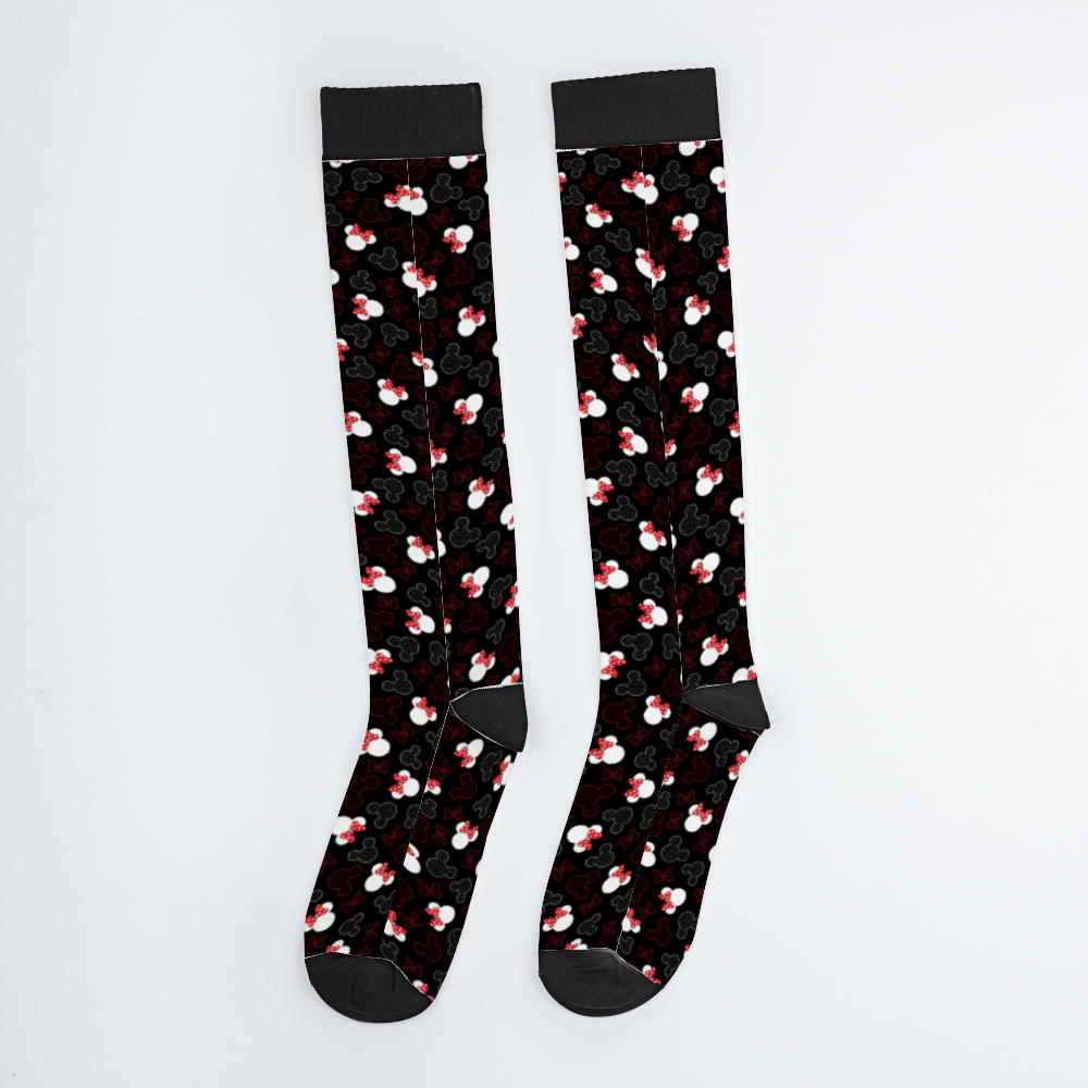 Mickey And Minnie Dots Over Calf Socks