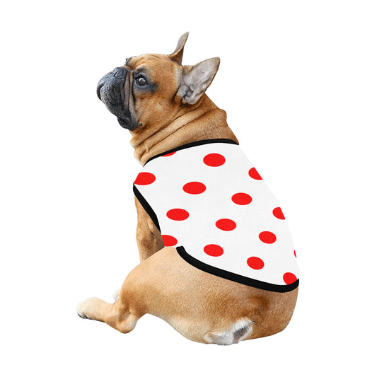 White With Red Polks Dots Pet Tank Top