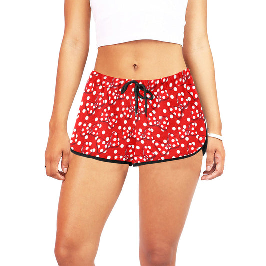 Polka Dots With Red Bows Women's Relaxed Shorts